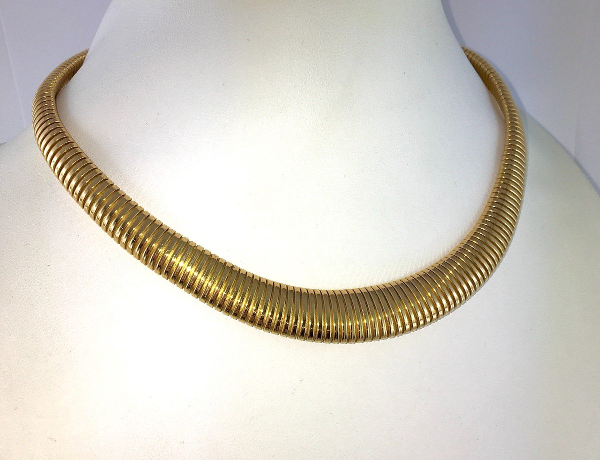 Spirotube Necklace Tubogas Mesh Falling Yellow Gold 40s/50s