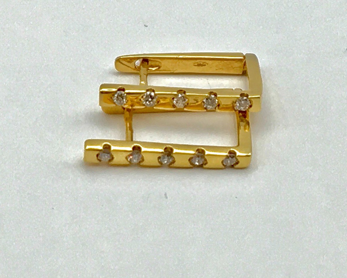 Rectangular Diamond Hoop Earrings In Yellow Gold-photo-1