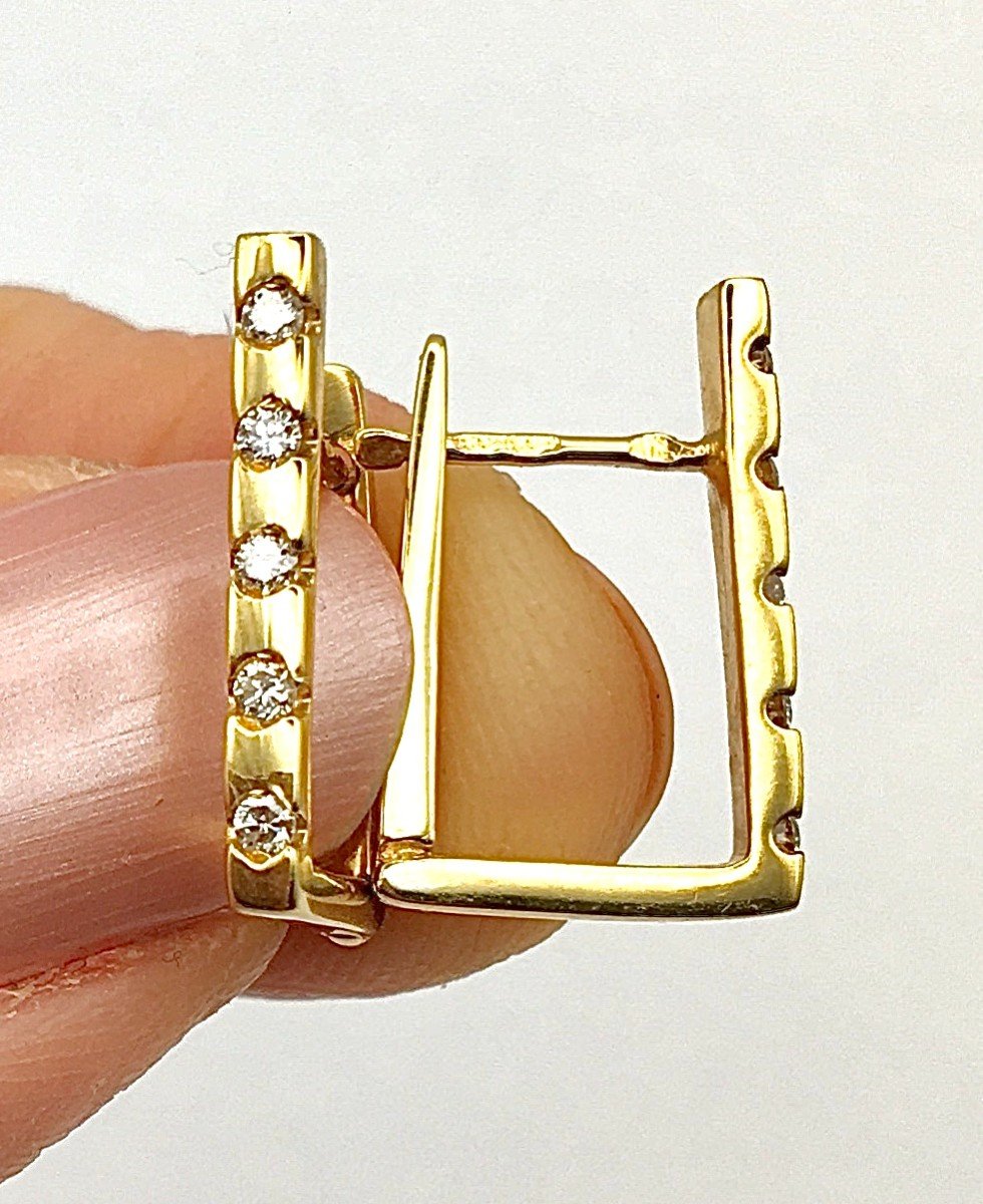 Rectangular Diamond Hoop Earrings In Yellow Gold