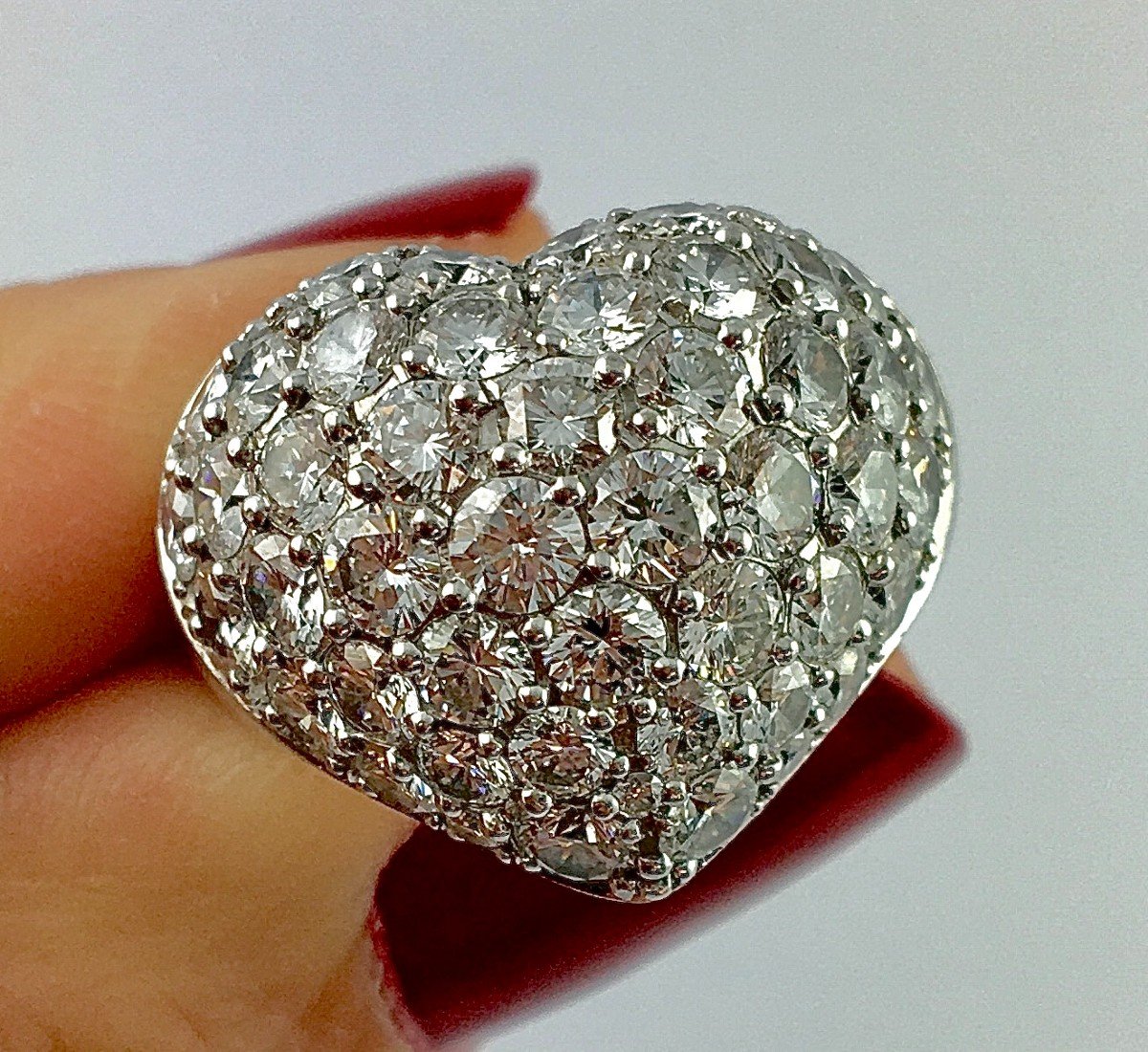 Bague Chopard Coeur  Love Heart Pavage De Diamants Sur Or Blanc -photo-3