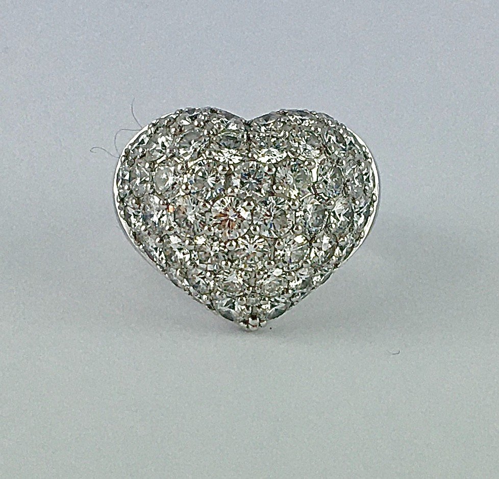 Bague Chopard Coeur  Love Heart Pavage De Diamants Sur Or Blanc -photo-1