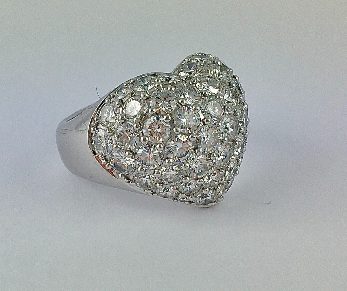 Bague Chopard Coeur  Love Heart Pavage De Diamants Sur Or Blanc -photo-2