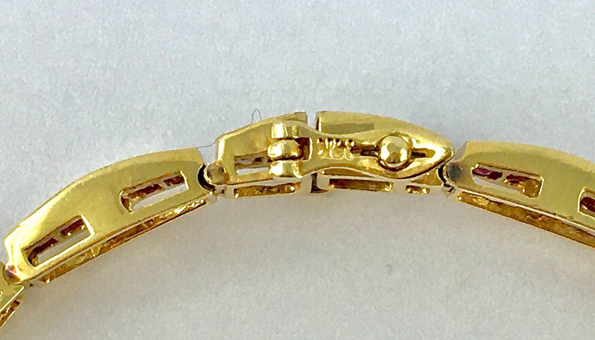 Bracelet Line Ruby And Diamond Baguettes Calibrated On Yellow Gold-photo-5