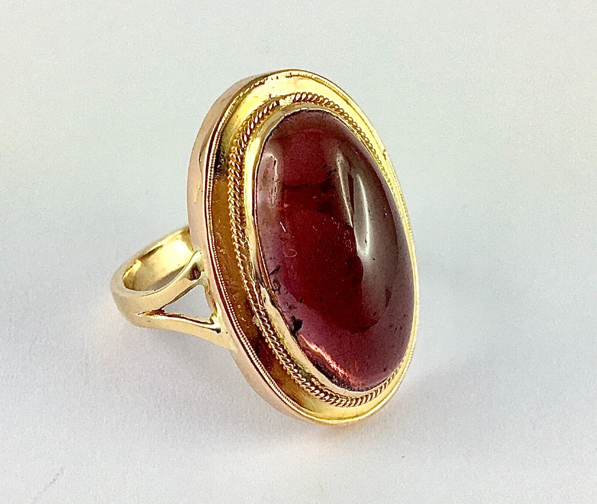 Garnet Cabochon Ring In Rose Gold-photo-4