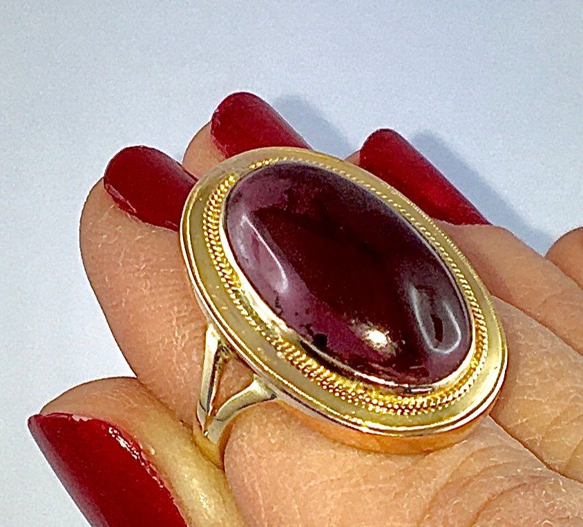 Garnet Cabochon Ring In Rose Gold