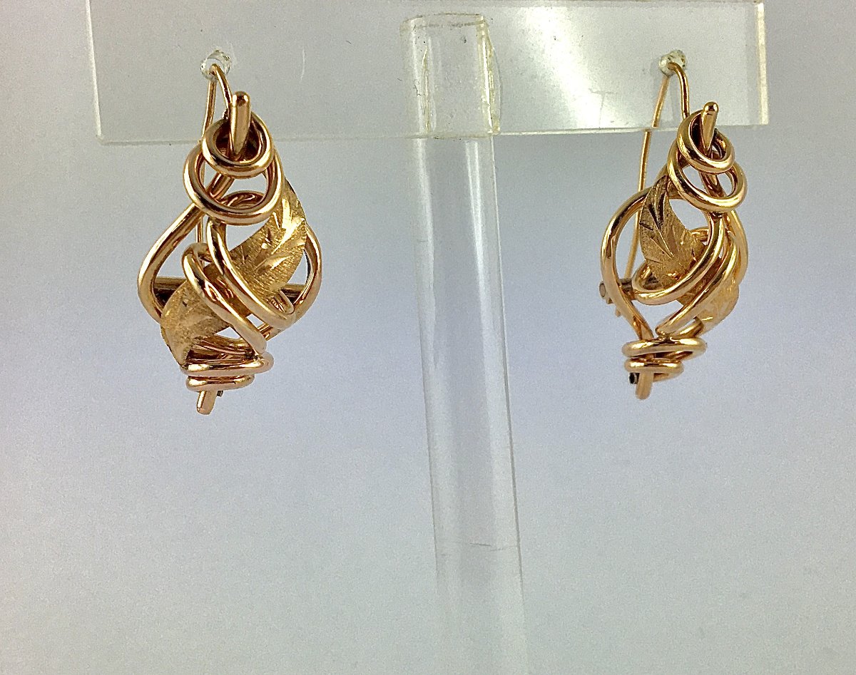 Rose Gold Scroll And Leaf Earrings-photo-2