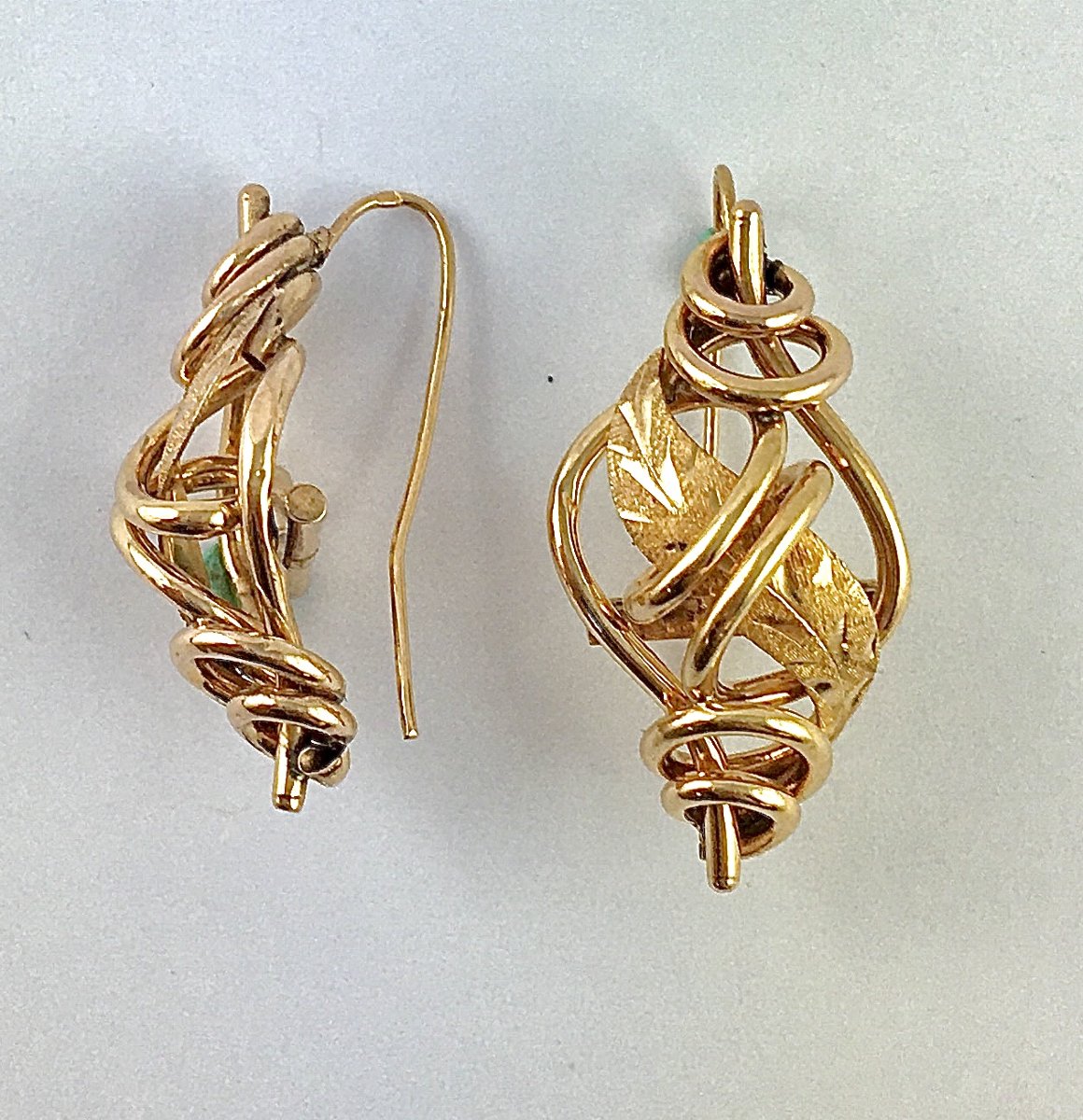 Rose Gold Scroll And Leaf Earrings-photo-2