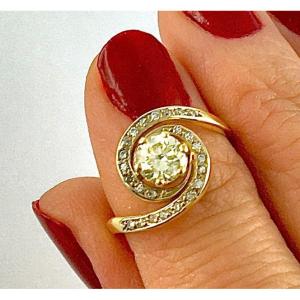 Yellow Diamond Tourbillon Ring Brilliant Cut On Yellow Gold