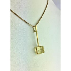 Morabito Diamond Cube Pendant In Plexiglass On Yellow Gold 