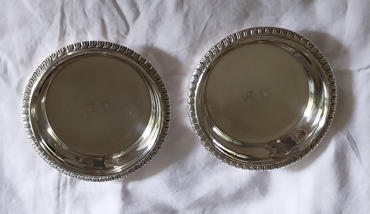 Pair Of 19th Century Silver Minerva Bottle Coasters-photo-2