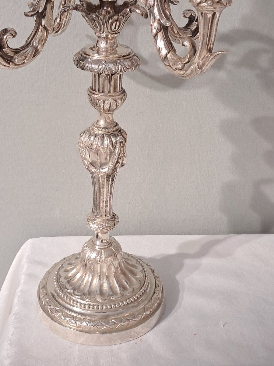 Paire De Candelabres Bronze Argenté  51cm 5feux-photo-2