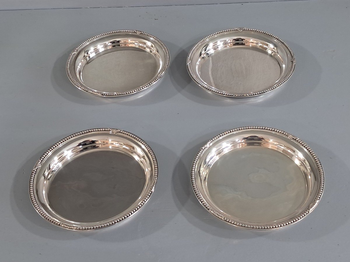 Set Of 4 Solid Silver Bottle Coasters