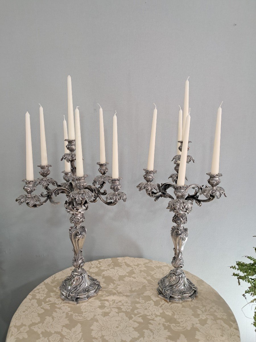 Paire de grands candelabres 7 feux,XIXEME -photo-4