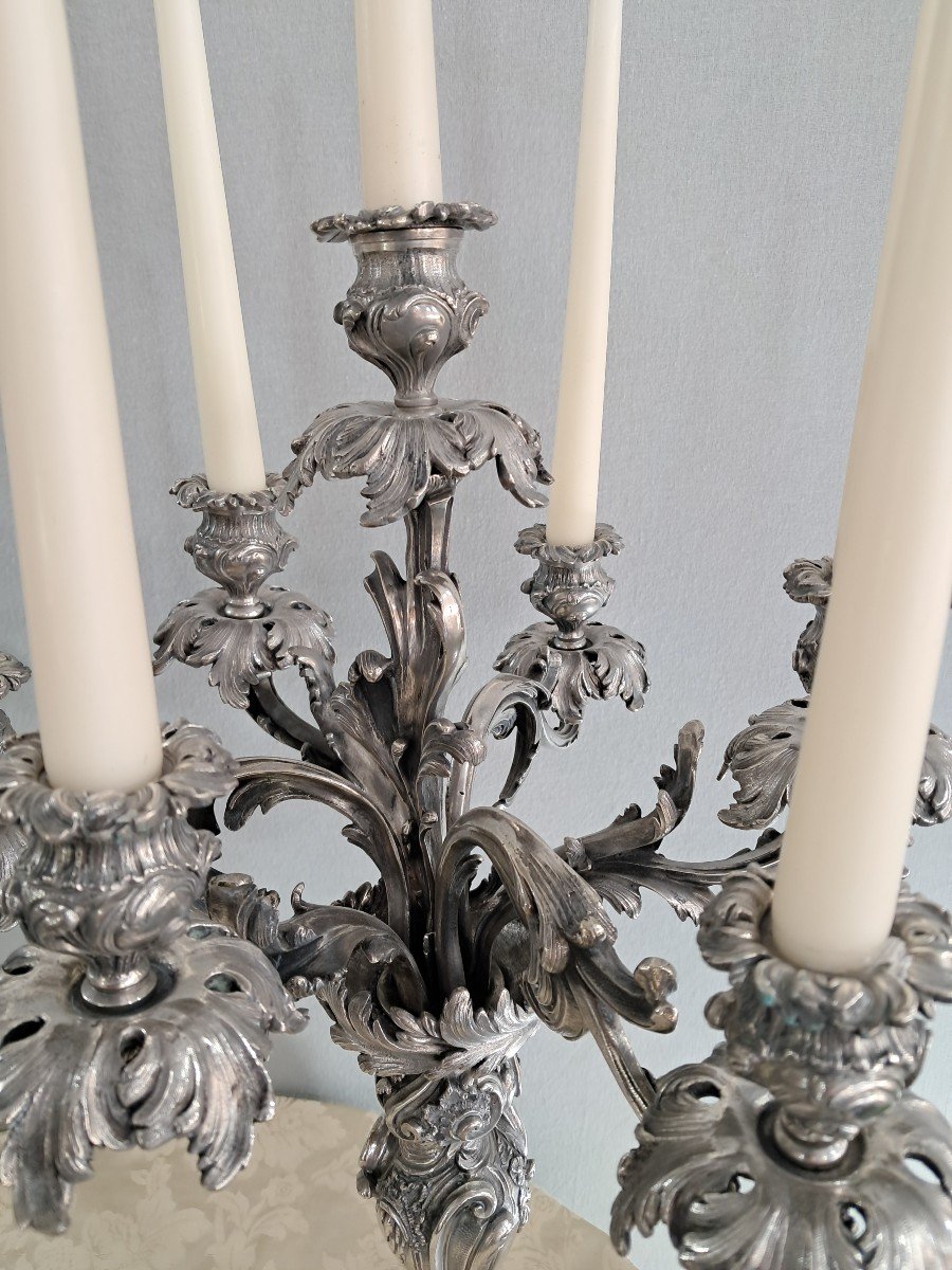 Paire de grands candelabres 7 feux,XIXEME -photo-1