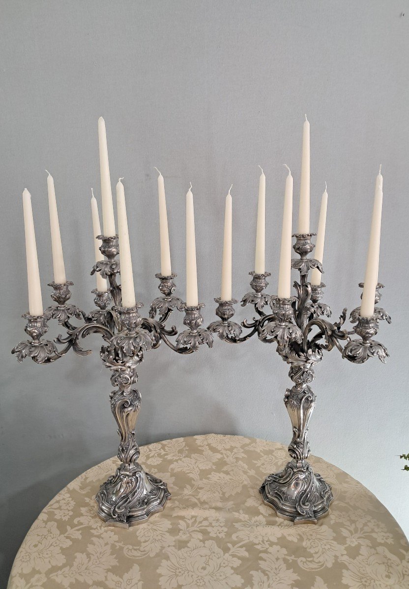 Paire de grands candelabres 7 feux,XIXEME 