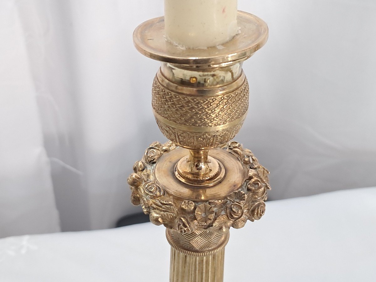 Pair Of Charles X Period Gilt Bronze Candlesticks-photo-3