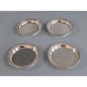 Set Of 4 Solid Silver Bottle Coasters