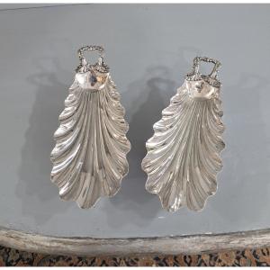 Pair Of Solid Silver Shells