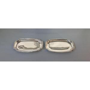 Pair Of Minerva Solid Silver Trays