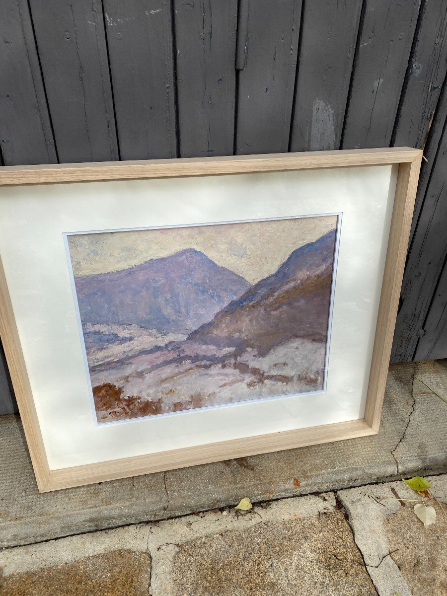 Le Sappey Et Le Saint Eynard Par Georges Gobo. Paysage De Montagne. Huile Sur Bois Encadré-photo-4