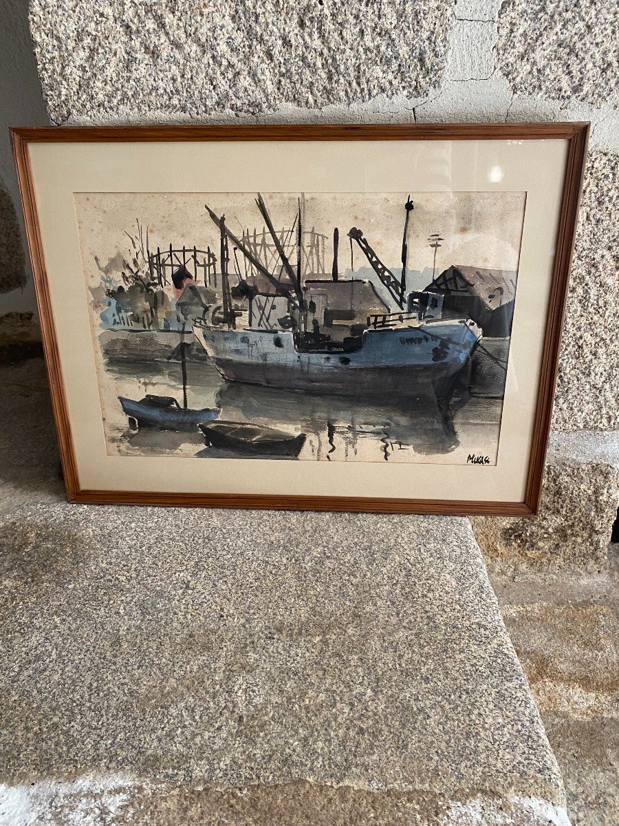 The Quays Of Cape Horn In Quimper. Mikel Chaussepied. Marine. Brittany. Watercolor-photo-4