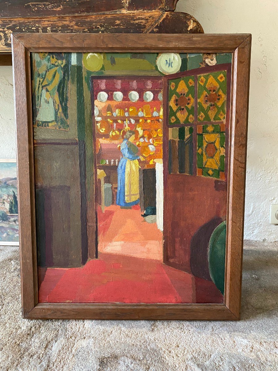 In The Kitchen. Interior View. Oil Painting. 1930-photo-2