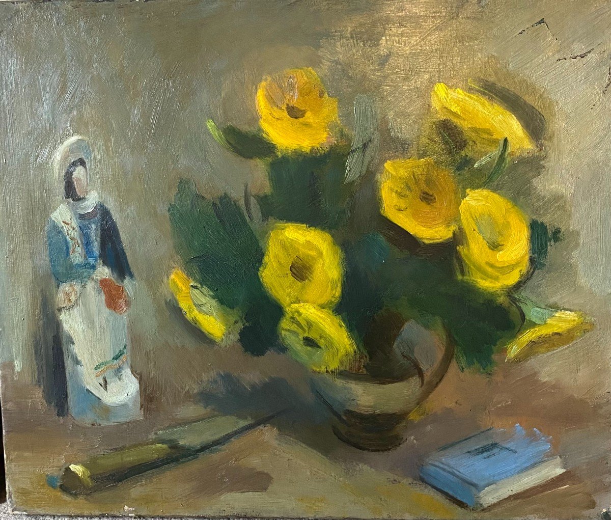 Still Life Flowers Marigolds. Robert Simon. 1926. Oil On Canvas