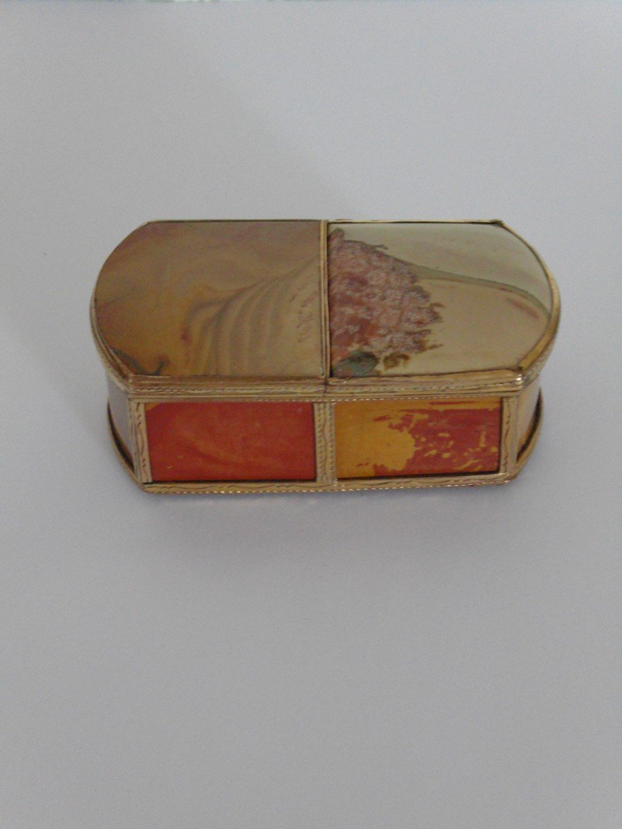 Snuff Box In Agate Plates-photo-2