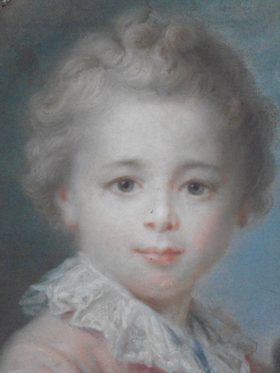 Pastel . Enfant Et Son petit Chien . XVIIIe-photo-2