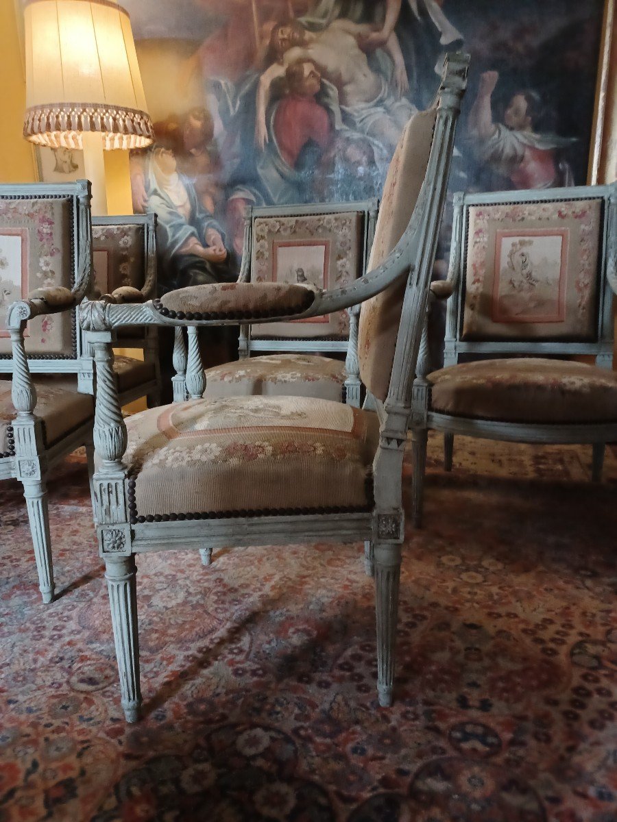 Set Of 7 Louis XVI Style Armchairs-photo-2