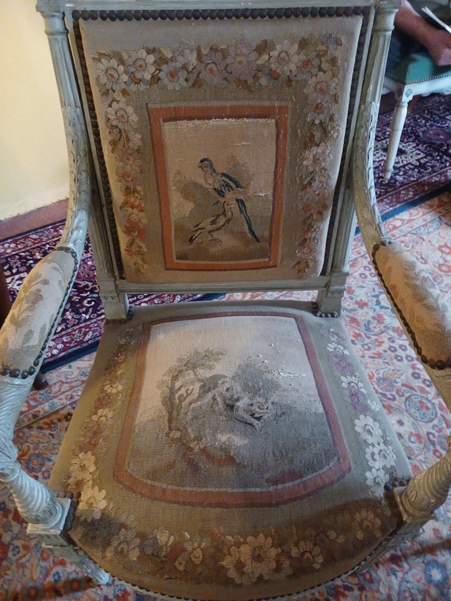 Suite De 7 Fauteuils De Style Louis XVI-photo-8