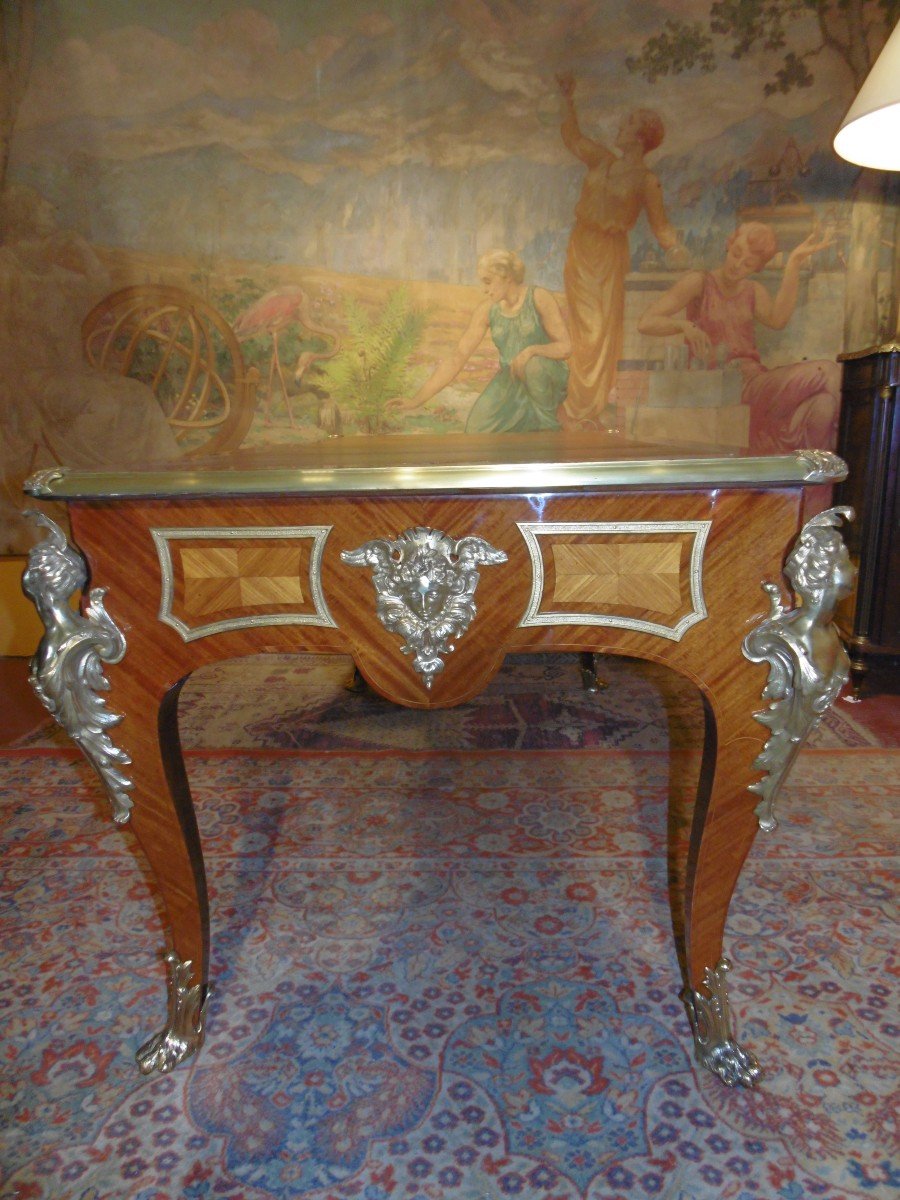  Bureau plat de style Louis XV dans le goût de Charles Cressent-photo-4