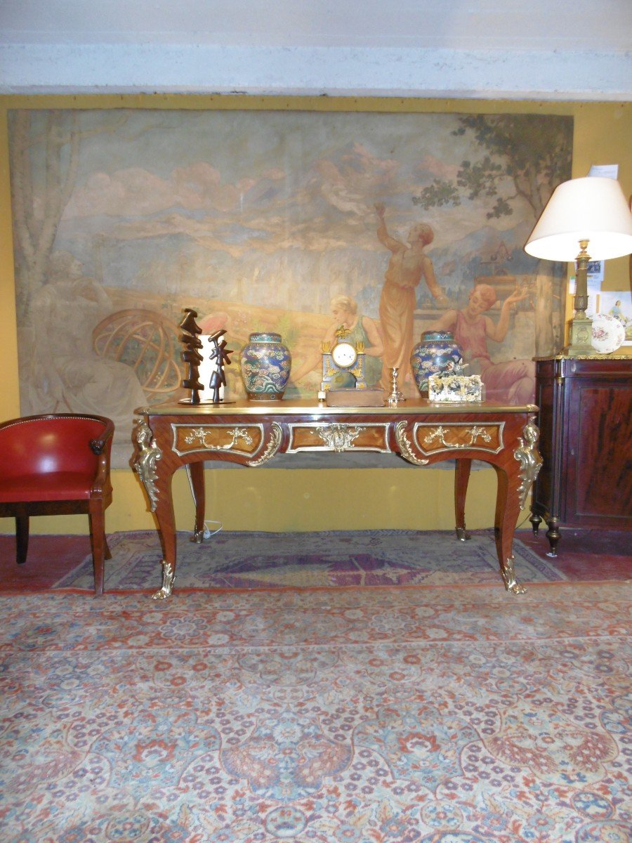  Bureau plat de style Louis XV dans le goût de Charles Cressent-photo-2