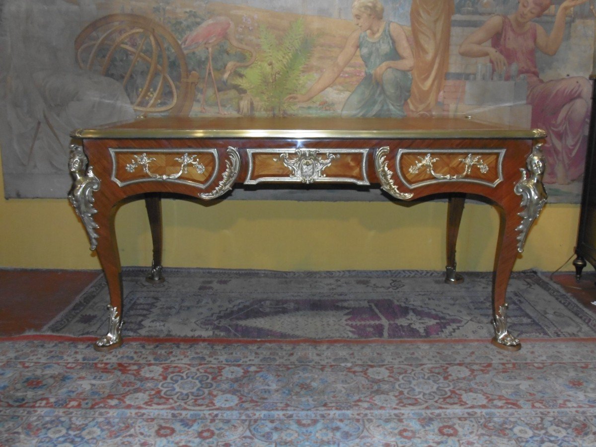  Bureau plat de style Louis XV dans le goût de Charles Cressent-photo-7