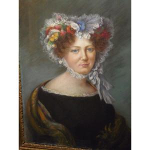 Pastel - Portrait De La Baronne Du Montet 1785-1866
