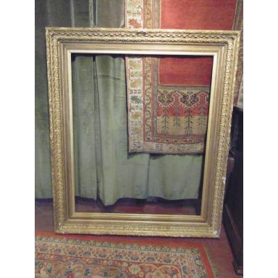 Large Wooden Frame And Stucco Golden Patina