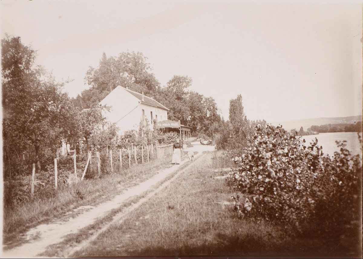 Photographie originale par Emile Zola - Guinguette en bord de Seine - Médan