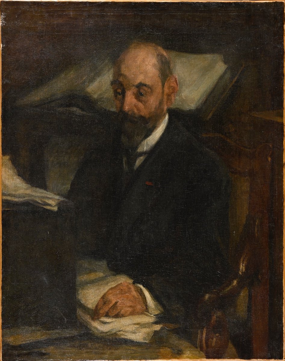 Portrait présumé de l'écrivain Joris-karl Huysmans - Grand tableau fin XIXème Siècle