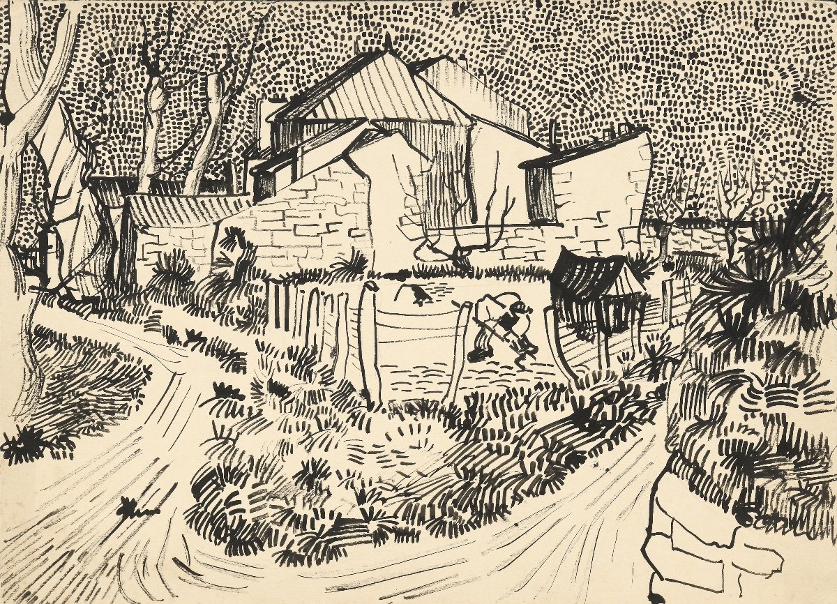 Entourage Of Vincent Van Gogh - Ink Drawing On Paper - Auvers-sur-oise-photo-2