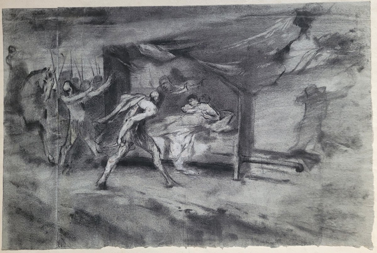 Neoclassical School - 19th Century Drawing - Murder Scene