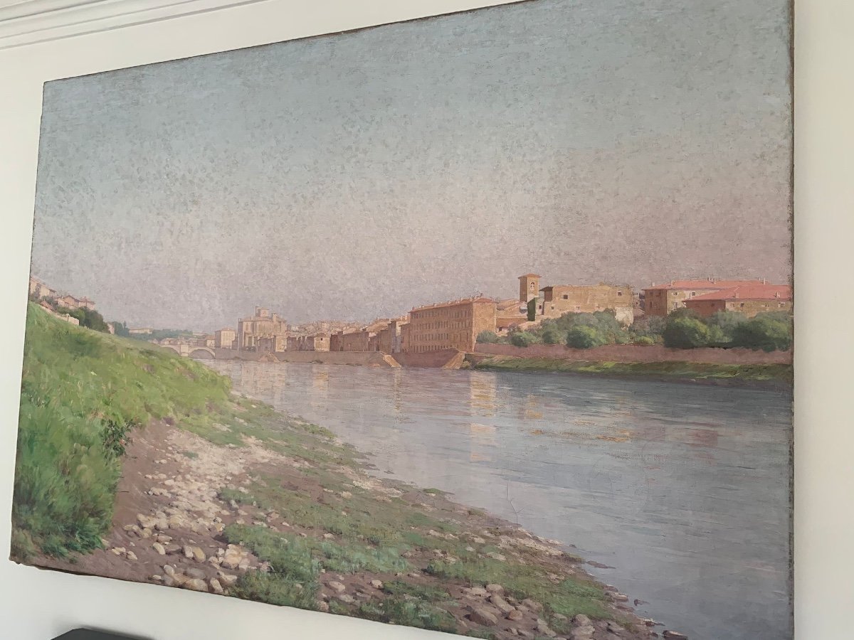 François Forichon (1865-1952) Grande toile - 1893 - Vue du sud de la France - Albi ?-photo-3