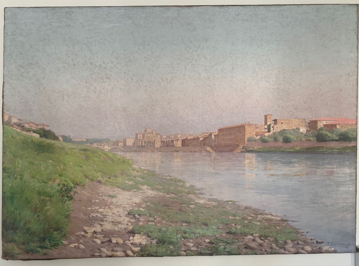 François Forichon (1865-1952) Grande toile - 1893 - Vue du sud de la France - Albi ?