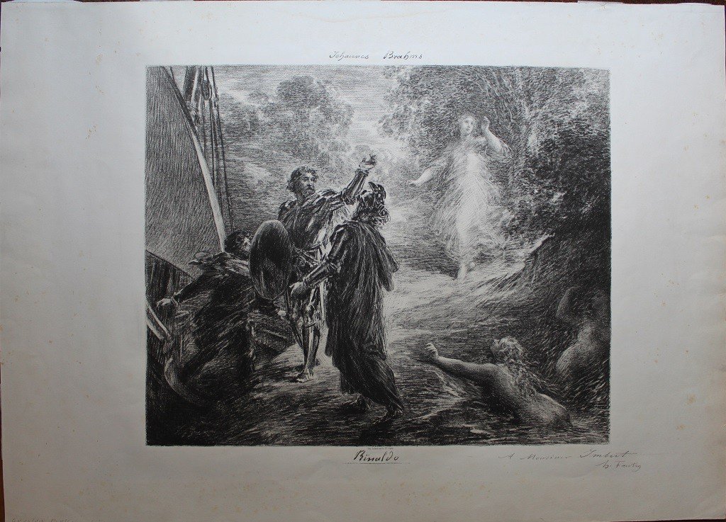 Henri FANTIN-LATOUR (1836-1904) GRANDE & RARE LITHOGRAPHIE SIGNÉE & DEDICACEE AU CRAYON  BRAHMS