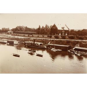 Photographie originale Par Emile Zola - Bateaux sur la Seine