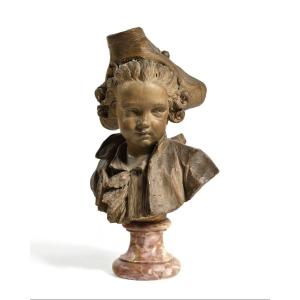 Original 19th Century Terracotta - Child In Tricorn Hat