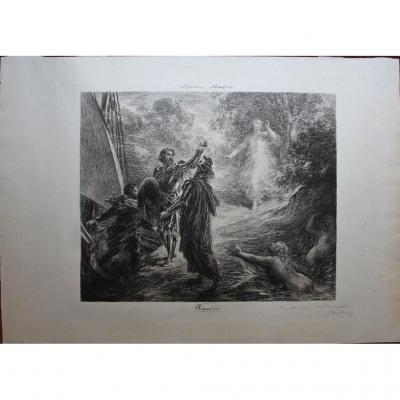 Henri FANTIN-LATOUR (1836-1904) GRANDE & RARE LITHOGRAPHIE SIGNÉE & DEDICACEE AU CRAYON  BRAHMS