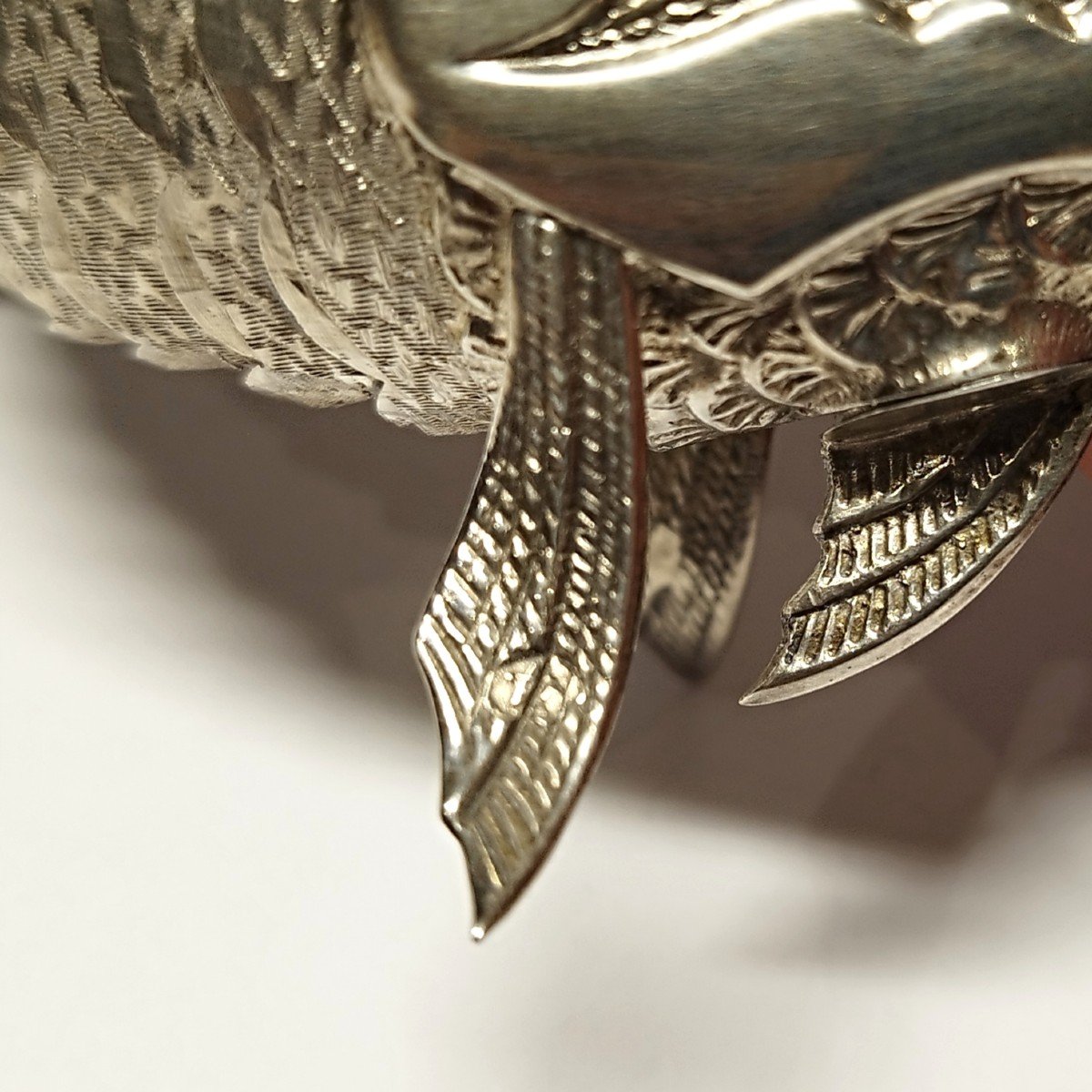 Articulated Fish In Silver. Salt Shaker. Spain, 1900.-photo-2