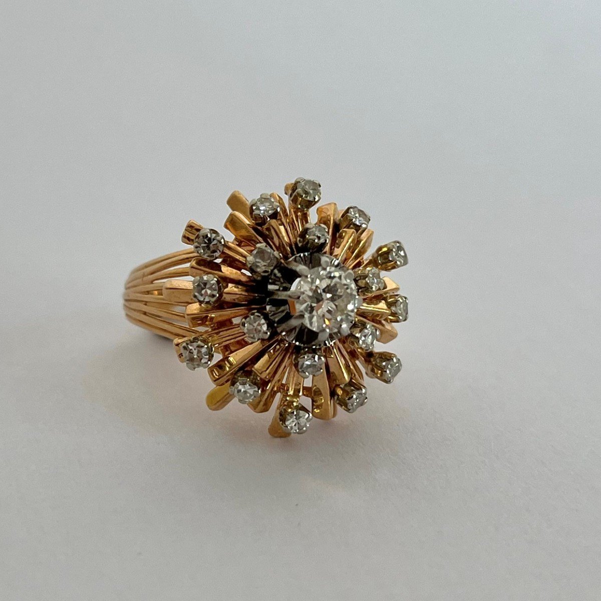 18k Yellow Gold And Diamond Ring. 1960s.-photo-4