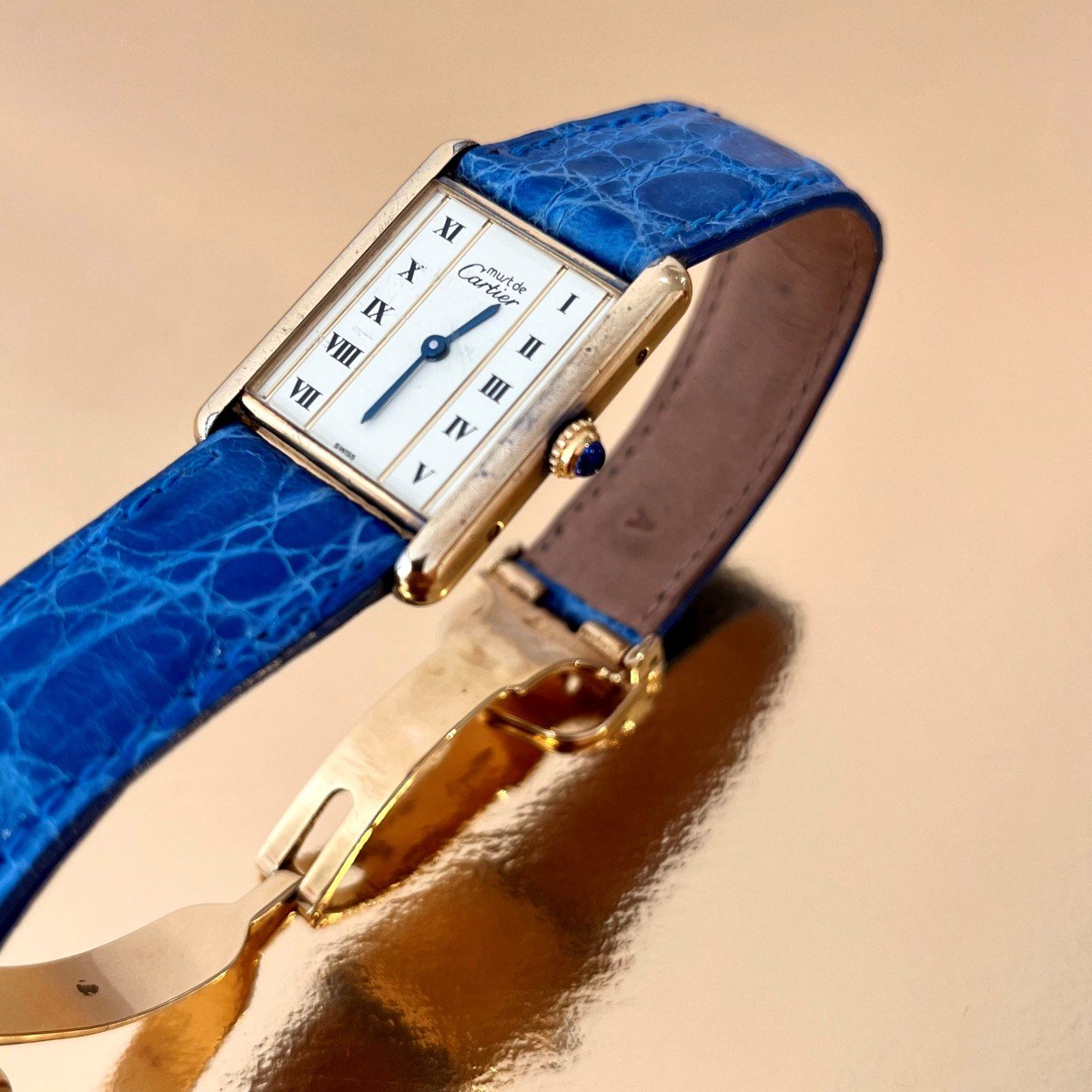 Montre Cartier Tank Must Vermeil. Vers 1990.-photo-2