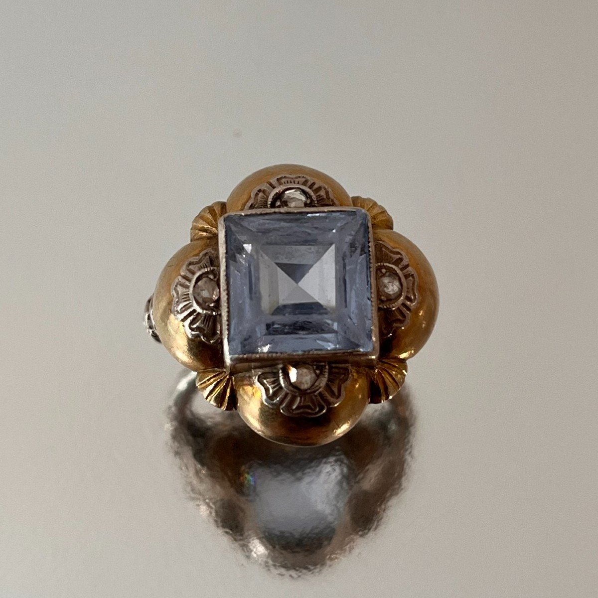 Bague Art Déco Catalane Des Années 1930. Argent Et Vermeil.-photo-1